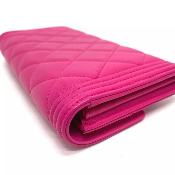 CHANEL Matelasse Boy Chanel Long Wallet (with Coin Compartment) Pink - Picture 8 of 11
